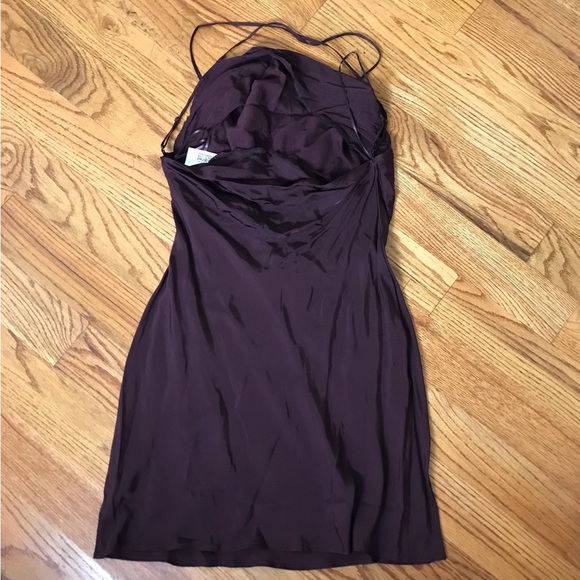 H&M Brown Satin Mini Dress NWT - Picture 5 of 6